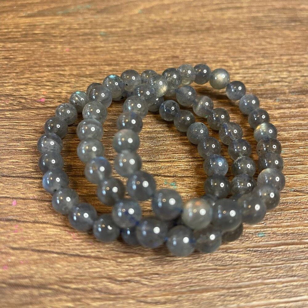 Labradorite high quality super flashy stretch beaded bracelet ONE new handmade